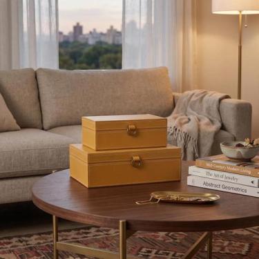 Imagem de Kit 2 Caixas Decorativas Organizadoras Vellaro Boxes Luxo Joias Relógi