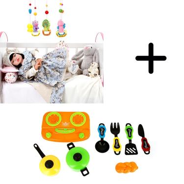 Imagem de Kit Boneca Bebe Reborn Cegonha Reborn Dolls 22 Itens + Kit Brinquedo Chefe De Cozinha 10 Peças