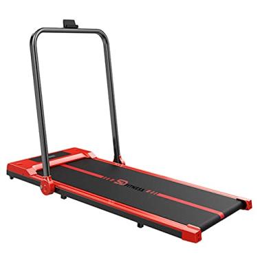 Imagem de LTLJX Esteira dobrável, treinador elétrico para caminhada, com visor LCD, motor potente de 1,6 HP de 6 km/h, ultra fino e silencioso, apoio de braço para treino cardiovascular, vermelha
