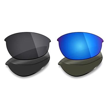 Imagem de 2 pares de lentes polarizadas de reposição para óculos de sol Oakley Half Jacket – Opções, Stealth Black & Ice Blue, One Size