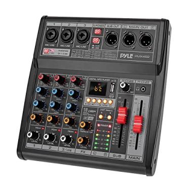 Imagem de Pyle Mixer de áudio profissional Bluetooth DJ – Controlador de som DJ de 3 canais com DSP 16 efeitos predefinidos, interface USB, 3 entradas de microfone/linha, processador FX integrado, leitor de