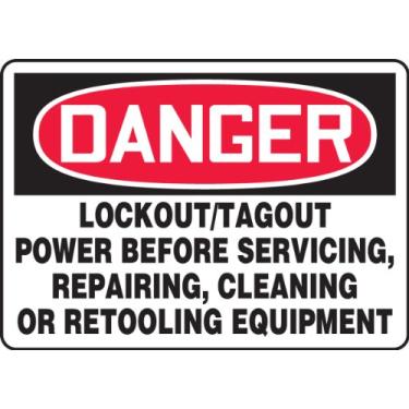 Imagem de ACCUFORM Placa de segurança de plástico SIGNS MLKT280VP, legenda "DANGER LOCKOUT/TAGOUT POWER ANTES DE SERVIÇAR, REPARAR, LIMPAR OU RETOOLAR EQUIPAMENTO", 25 cm de comprimento x 35 cm de largura x