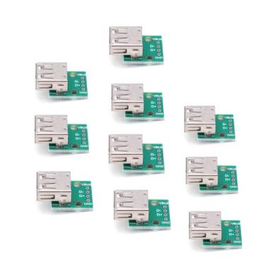 Imagem de PUSOKEI 10 peças USB tipo A placa de breakout fêmea, adaptador USB para DIP, placa de breakout de 2,54 mm, placa de breakout de soquete DIP, placa de breakout mini USB de 4 pinos