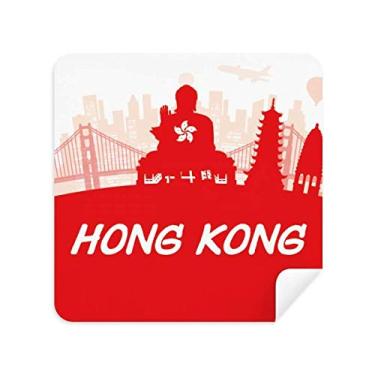 Imagem de Red Outline China Hongkong óculos pano de limpeza de tela tecido de camurça pacote com 2