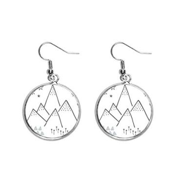 Imagem de Brinco feminino de prata com estampa de estrela de grama de montanha com pingente de orelha