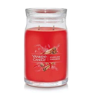 Imagem de Yankee Candle Vela de 2 pavios com cheiro de canela brilhante, frasco grande com assinatura de 590 ml, mais de 60 horas de tempo de queima