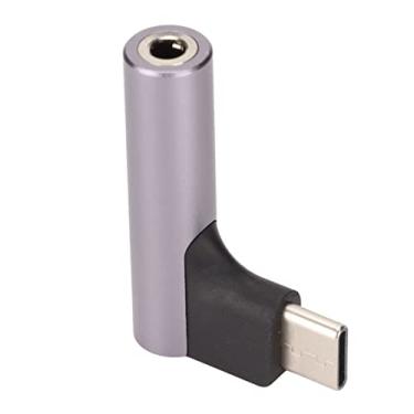 Imagem de Adaptador de fone de ouvido, ajuste universal tipo C para 3,5 mm Adaptador de fone de ouvido DAC Chip Support Plug and Play 90 graus conector liga de alumínio para alto-falante para carro