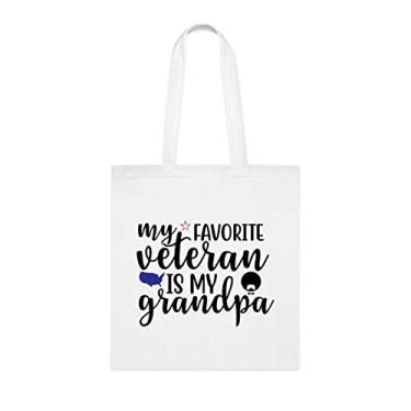 Imagem de Sacola My Favorite Veteran Is My Grandvô, para vovô, Bolsa de ombro para vovô, Bolsas reutilizáveis para vovôs, Presente para vovô de netinhos s, Branco
