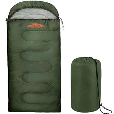Imagem de Saco de dormir para clima frio para adultos, adolescentes, crianças, saco de dormir com capuz com saco de compressão para camping, mochila, frio extremo, dentro de casa ou ao ar livre (verde)