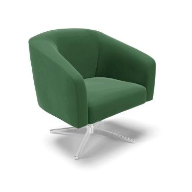 Imagem de Poltrona Giratória Stella Veludo Verde Base Cromada