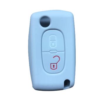 Imagem de CSHU 2 Buttons Silicone Car Key Case Cover Keychain Ring Key Bag, Fit For Citroen C2 C3 C4 C8 Peugeot 308 207 307 3008 5008,gray