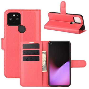 Imagem de HONGYAN Capa de telefone Para o Google Pixel 5 XL Litchi Texture Horizontal Flip Caixa Protetora com suporte e Card Slots & Carteira Capa protetora