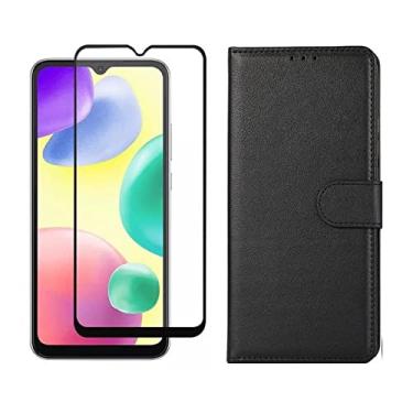 Imagem de Kit Capa Carteira Flip + Pelicula Cerâmica Compatível Xiaomi Redmi Note 11 Redmi 10C Poco X4 Pro M4 Pro (Redmi 10A)