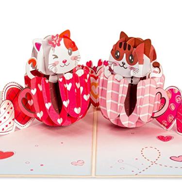Imagem de Paper Love Cartão pop-up para Dia dos Namorados, canecas de gato amoroso, cartões pop-up 3D feitos à mão, presentes para o Dia dos Namorados, aniversário, aniversário de casamento, todas as ocasiões, 12,7 x 17,7 cm