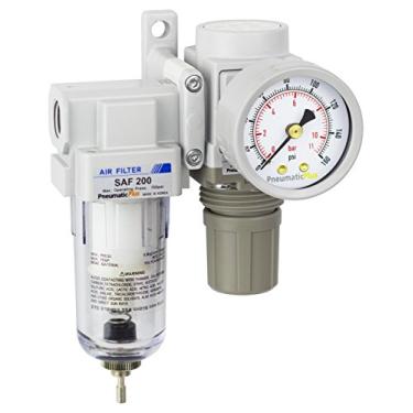 Imagem de Filtro PneumaticPlus SAU220-N02G Mini Compressed Air Regulator Combo 1/4" NPT - Poly Tigela, Drenagem Manual, Bracket, Medidor