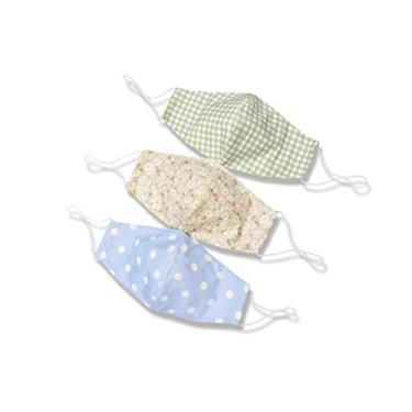 Imagem de Máscara Facial para mulheres Floral de bolinhas com bolso filtro ajustável na orelha, leve bonito moda Designer moderno de pano reutilizável lavável, EMBALAGEM DE 3 feita nos EUA a mão