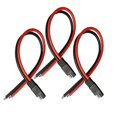 Imagem de Faoyliye Cabo de extensão de conector SAE 10AWG, (3 pacotes) plugue conector SAE de 2 pinos plugue único conector rápido plugue de desconexão do conector, cabo de extensão automotivo SAE, plugue de painel solar SAE - 30 cm/1 pés (10 AWG)