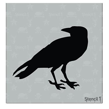 Imagem de Stencil1 Estêncil de corvo – estêncil Mylar reutilizável de qualidade durável – Ótimo para Halloween e artesanato de decoração de abóbora – 14,6 cm x 15,2 cm