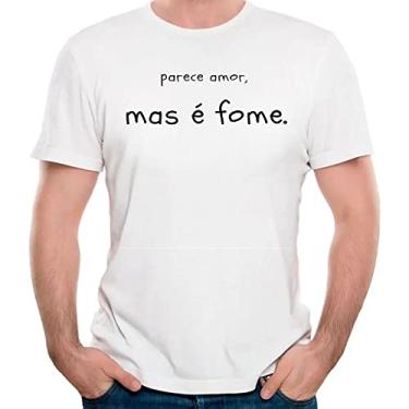 Imagem de Camiseta parece amor, mas é fome camisa divertida engraçada Cor:Branco;Tamanho:M