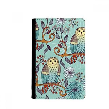 Imagem de Porta-passaporte Blue Flower Owl Protect Animal Pet Lover Passport Holder Notecase Burse Carteira Capa Cartão, Multicolor