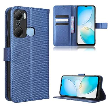 Imagem de Capas de telefone com textura diamante Infinix Hot 12 Pro capa de couro luxo slots para cartão de visita clipe de carteira à prova de choque capa para telefone Infinix Hot 12 Pro capas (azul, Infinix Hot 12 Pro)