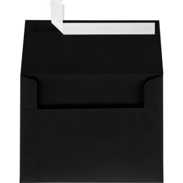 Imagem de LUXPaper Envelopes de convite A7 | Peel & Press | 13 cm x 19 cm | Linho preto | Texto de 36 kg | 50 Qtd