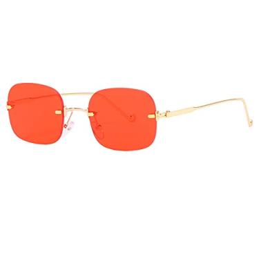 Imagem de Óculos de sol sem aro pequenos da moda femininos retro punk óculos de sol quadrados masculinos tons gradientes designer uv400 óculos, 7, tamanho único