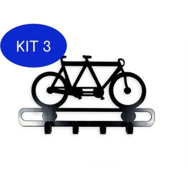 Imagem de Kit 3 Quadro Porta Chaves Parede Decorativo Artesanato Bicicleta - Vis