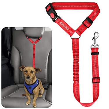 Imagem de BWOGUE Cintos de segurança para cães e gatos, encosto de cabeça para carro, ajustável, cinto de segurança para veículos (pacote com 1)