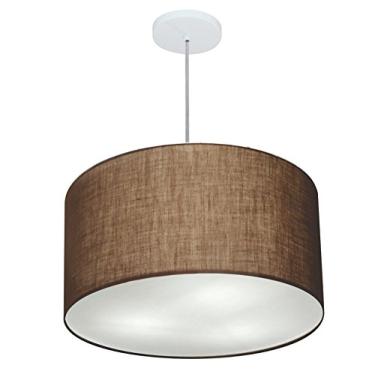 Imagem de Lustre Pendente Cilíndrico Cúpula Tecido 45x30 cm, Vivare Iluminação, Pendente4250 LC, Café, Médio