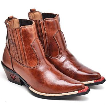 Imagem de Bota Texana Masculina Couro Com textura Country Dia a Dia