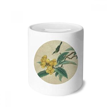 Imagem de DIYthinker Loquat Caixa para dinheiro com pintura chinesa e porta-moedas de cerâmica