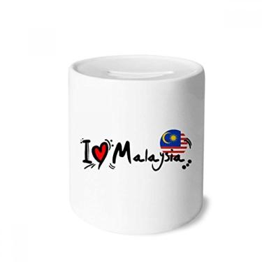 Imagem de DIYthinker I Love Malaysia Palavra Bandeira Amor Coração Ilustração Caixa Dinheiro Caixa Cerâmica Porta-Moedas Presente