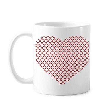 Imagem de Círculos coração dia dos namorados caneca vermelha cerâmica café porcelana caneca louça