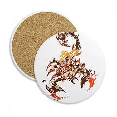 Imagem de Caneca porta-copos colorida escorpião com desenho de animal, caneca com proteção de mesa, pedra absorvente