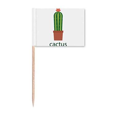 Imagem de Cactus Vaso de Plantas Suculentas Verdes Bandeiras de Palito de Dente Decorativo de Festa