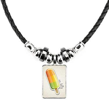 Imagem de DIYthinker Colar laranja amarelo verde picolé doce sorvete colar joia pingente de corda de couro torque