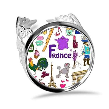 Imagem de DIYthinker Anel de noivado com bandeira nacional de animais da França Landscap ajustável