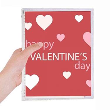 Imagem de Caderno de diário de folhas soltas com corações brancos e rosa vermelho