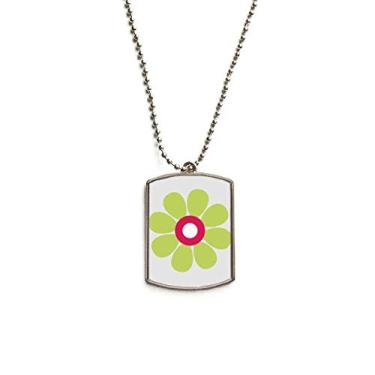 Imagem de DIYthinker Colar com pingente de etiqueta de cachorro Symmmetry de flor verde em aço inoxidável