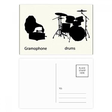 Imagem de Kit de bateria musical com padrão de energia, cartão postal de aniversário, cartão de agradecimento