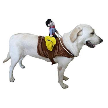 Imagem de SEIS Fantasia de equitação para animais de estimação, fantasia de cowboy e cavaleiro, roupa para cão, tamanho P, M, G, GG, material tecido, festa, Halloween, Natal, Páscoa