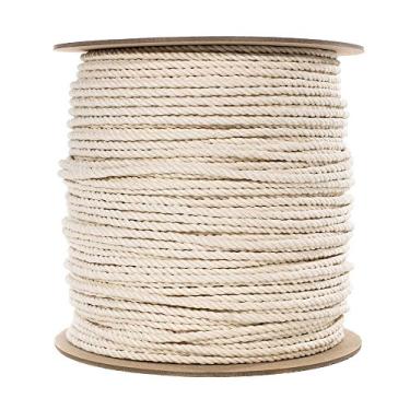 Imagem de Corda 100% algodão natural branco torcido – Artesanato, Decorações – 3/16, 7/32, 1/4, 5/16, 3/8, 5/8, 3/4, 1, 1 1/4, 1 1/2 polegadas de diâmetro – 10, 25, 50, 100, 300 pés de comprimento, 3/4in X 300ft