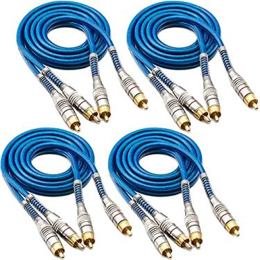 Imagem de Kit 4 Cabos RCA 1 Metro Tech One Blindado Azul