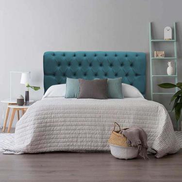 Imagem de Cabeceira Paris 160cm Queen Size Capitonê Suede Azul Turquesa