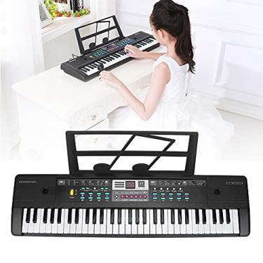 Queenser 61 teclas de música digital teclado eletrônico infantil piano  elétrico multifuncional para estudante de piano com função de microfone