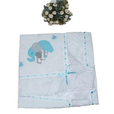 Imagem de Manta Infantil para Bebê com Lasie 100% Algodão - Elefante Chevron Tifanny