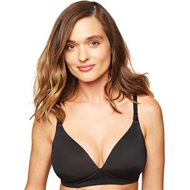 Imagem de Motherhood Maternity Sutiã feminino confortável e macio levemente forrado sem fio para maternidade e amamentação, Preto, (32) 32DD