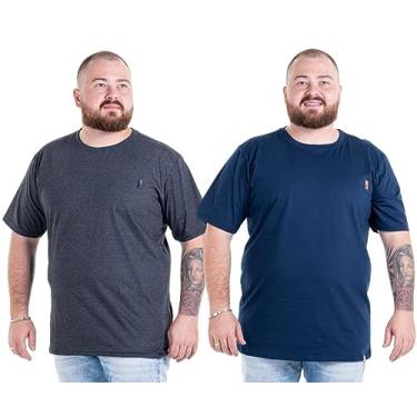 Imagem de Kit 2 Camisetas Camisas Blusas Básicas Masculinas Plus Size G1 G2 G3 Flero Cor:Grafite Marinho;Tamanho:G2