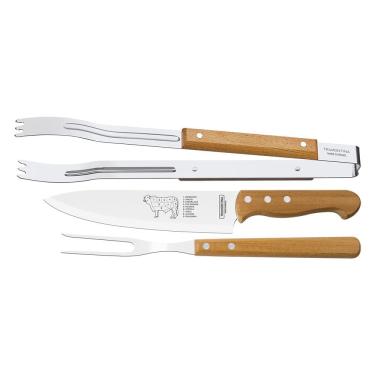 Imagem de Conjunto para Churrasco Tramontina Dynamic em Aço Inox e Madeira – 3 Peças